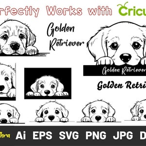 Peeking Golden Retriever Puppy Svg, Peeking Golden Retriever Clipart, Golden Retriever Head, Dog Cutting Files For Cricut, peeking dog svg