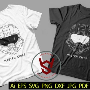 John 117 SVG, Master Chief SVG, videogame vector, Spartaanse helm SVG, spelkarakter SVG, anime SVG, komische vector, manga SVG, Chief t-shirt