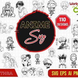Pacote 110 Hunter Anime SVG, Personagem de Anime SVG, Chibi Anime, Ninja Manga SVG, Pacote de Anime, Desenho animado japonês SVG, Arquivos Anime SVG para Cricut