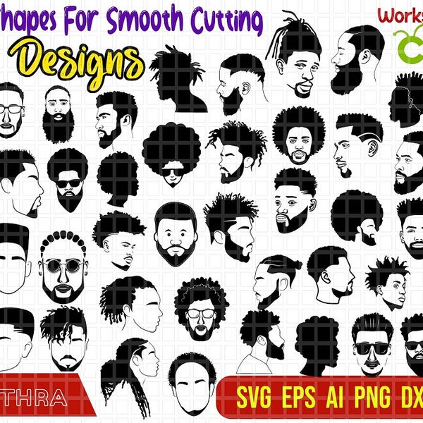 50 Afro Man SVG Bundle, Melanin, Afro Man Clipart, Afro man PNG DXF, Afro man Vector, Afro man cut file, Black man svg, African american svg