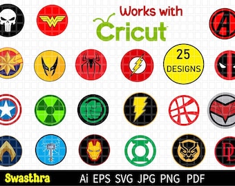 Superhero Logo Icon SVG, Superhero Svg bundle, Comic svg Bundle, Spider Bat SVG Bundle, Anime SVG Bundle, Most famous superheroes Cut Files