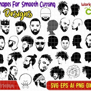 50 Afro Man SVG Bundle, Afro Man Clipart, Afro man PNG DXF, Melanin Afro man Vector, Afro man cut files, Black man svg, African american svg