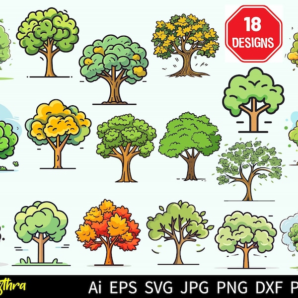 Tree SVG Bundle, Tree Silhouette svg, Leaves, Trees svg, Forest svg, Landscape svg, Palm tree svg, Tree Line svg, Pine Tree, Oak Tree SVG