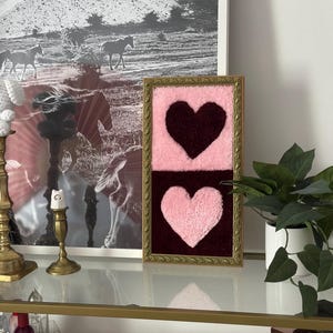 Heart Tufted Rug Decor || Gold Framed Rug || Wall Hanging Art
