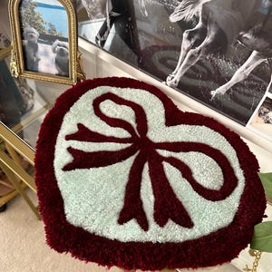 Bow Heart Tufted Rug Wall Hanging Art