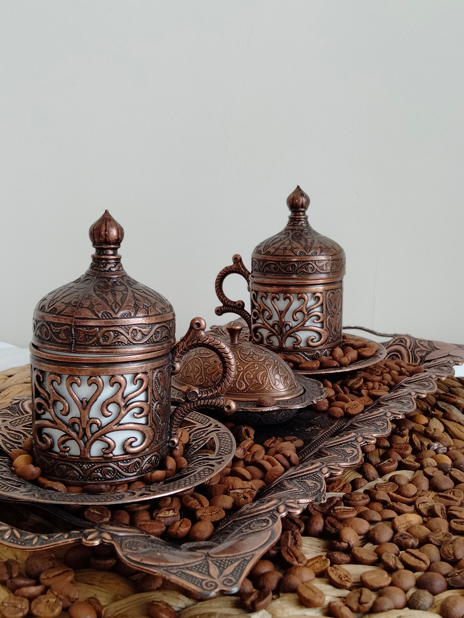 Türk Yunan Arap Fas Bakır Kahve Seti Lokumluk 2 Etsy