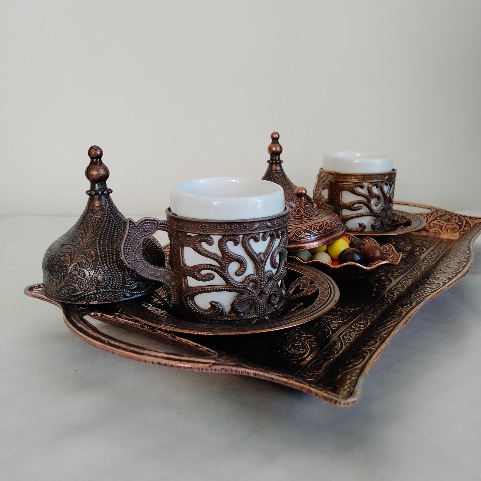 Türk Yunan Arap Fas Bakır Kahve Seti Lokumluk Etsy