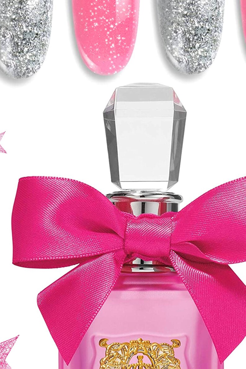 Pink Silver Glam Glitter Effect Perfume Bottle Wall Art A4 or A3