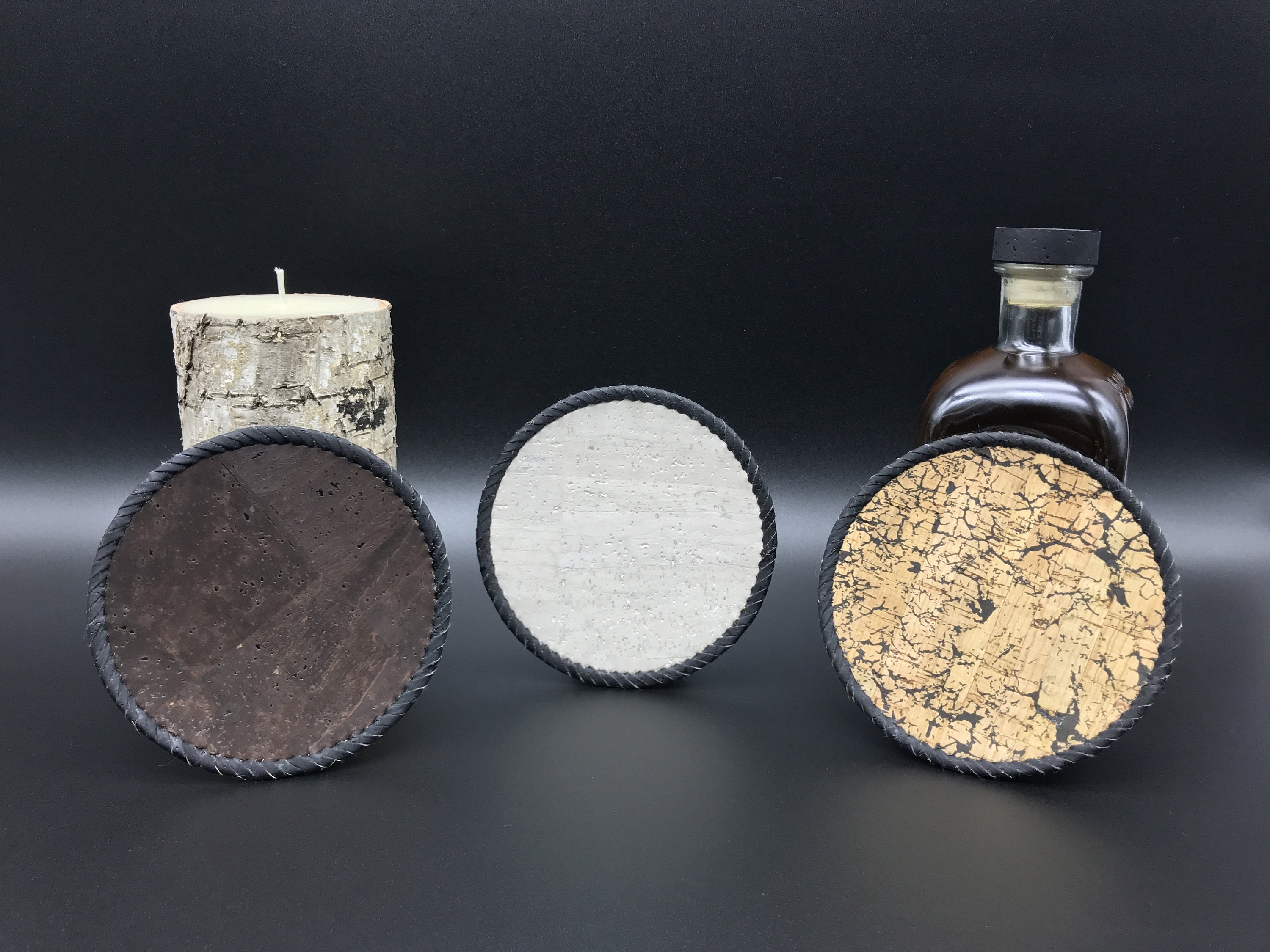 Dessous de Bouteille en Liège Écologique avec Tressage | Aspect Cuir - Fait Main Fabriqué France