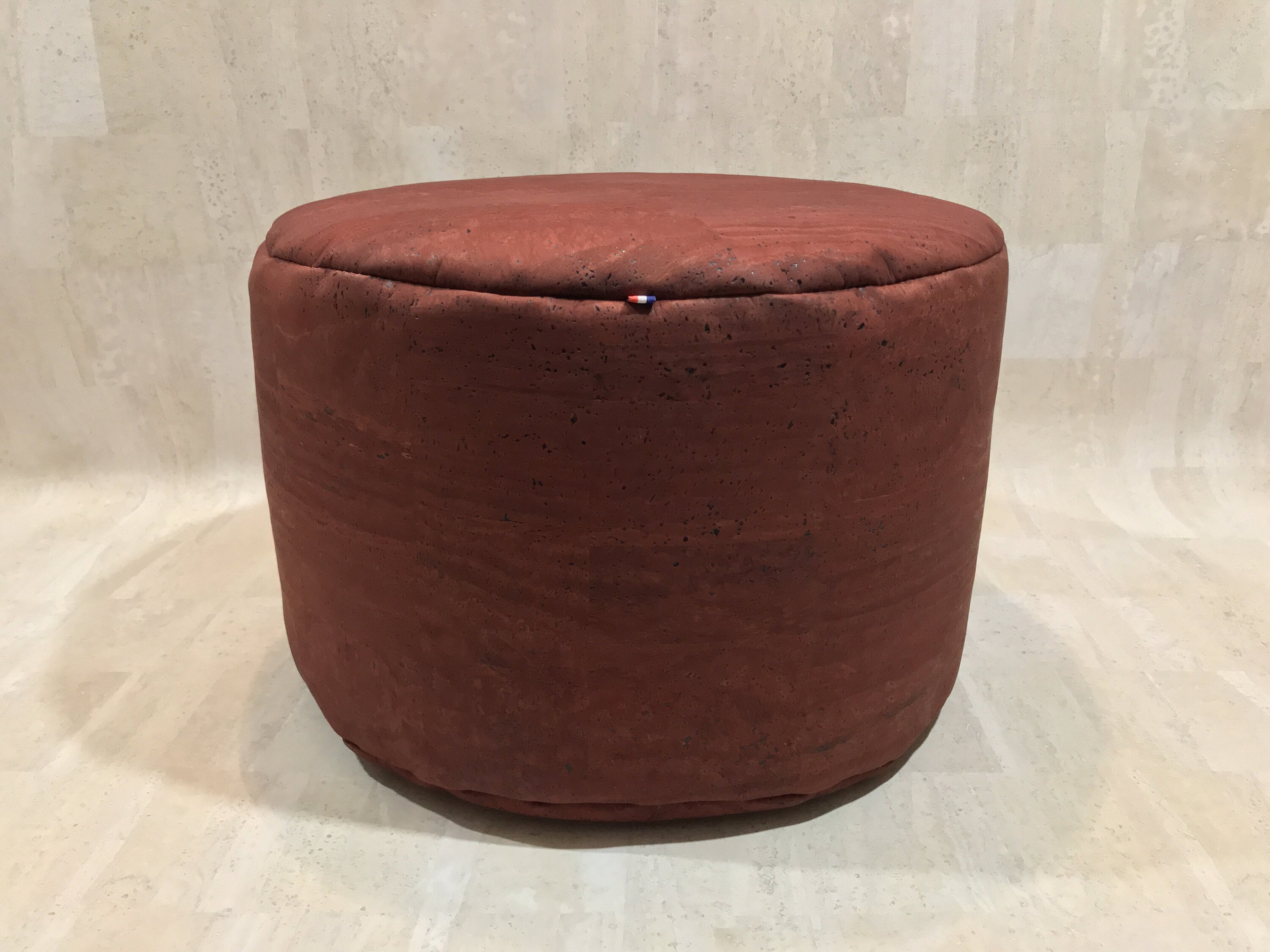 Pouf en Liège Écologique Marron | Aspect Cuir - Tam-Tam Garni de Balles d'épeautre Fait Main Fabriqu