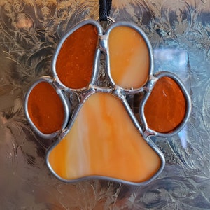 Pet Memorial Stained Glass Paw Print Suncatcher W/personalized Dog Bone ...