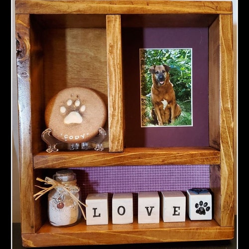 Medium Pet Memorial Shadow Box Ashes Fur Pet Loss Pet Etsy