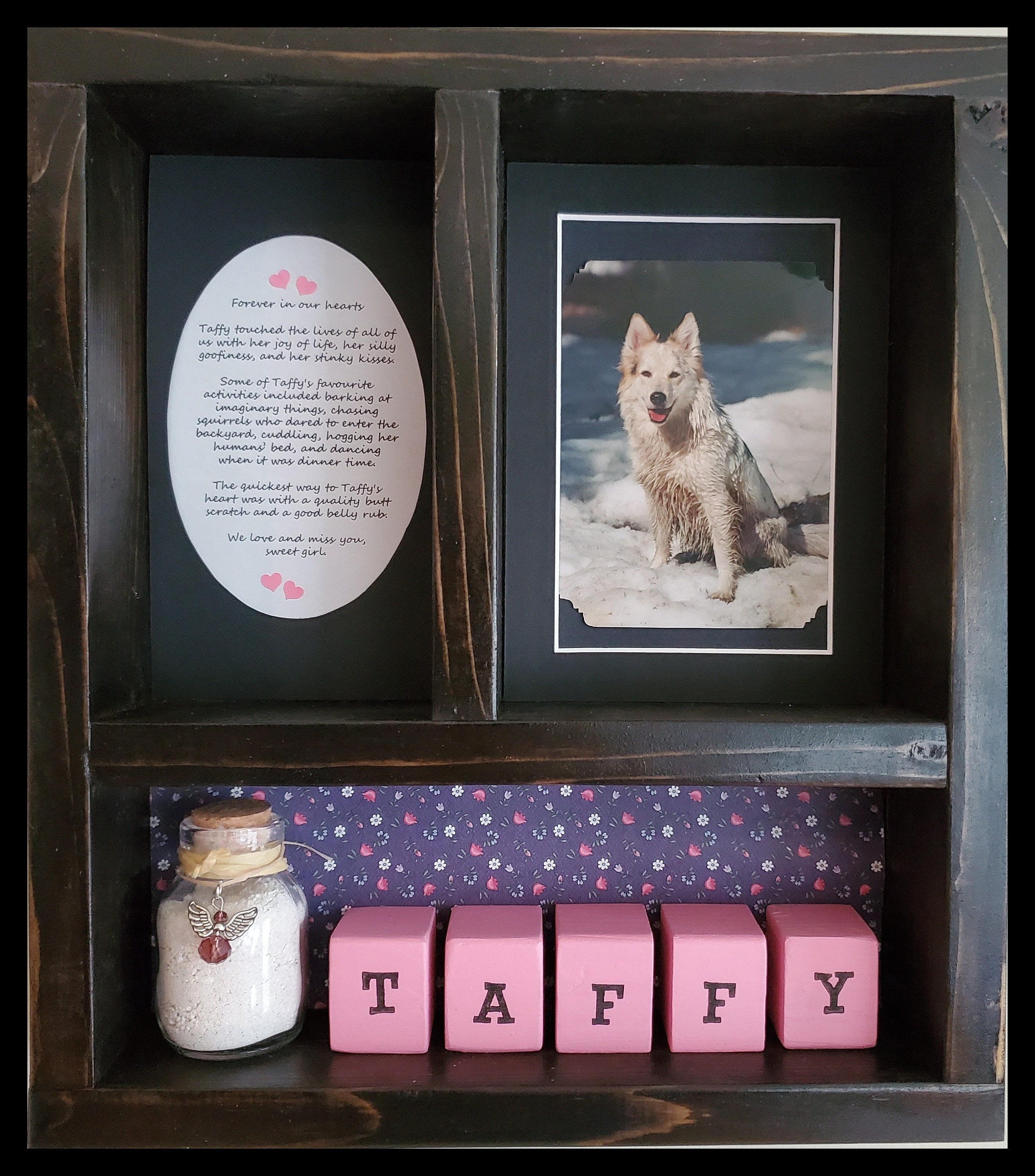 Small Personalized Pet Memorial Shadow Box ashes fur pet Etsy
