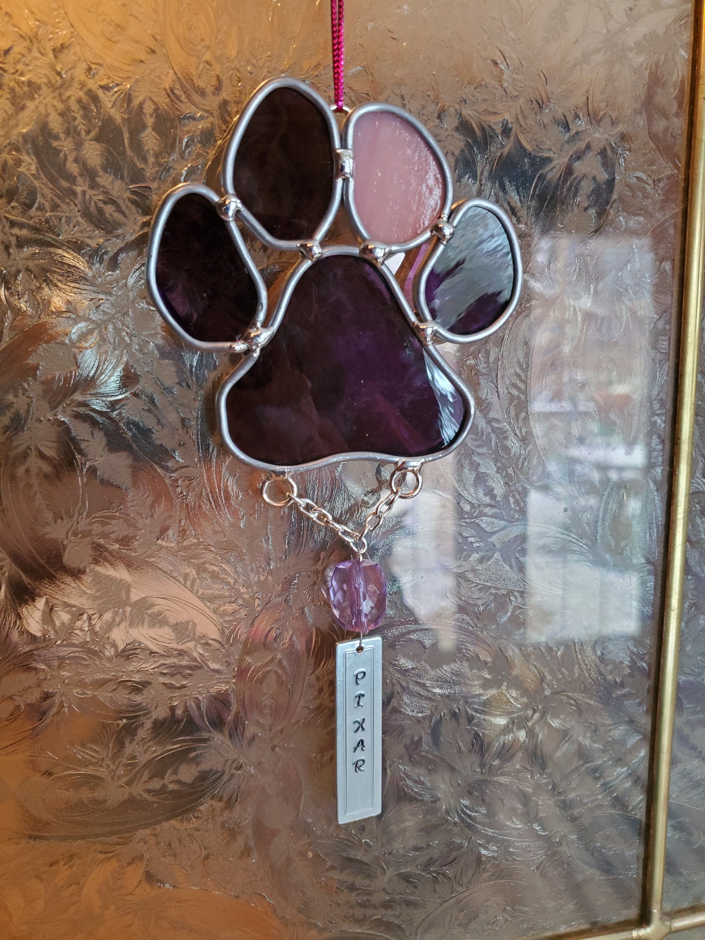 Pet Memorial Stained Glass Paw Print Suncatcher W/personalized | Etsy