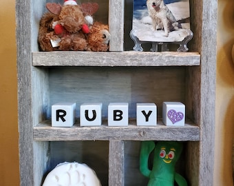 Rustic Barnwood Pet Memorial Vertical Shadow Box - ashes, fur, pet loss pet lovers, keepsake, dog, cat