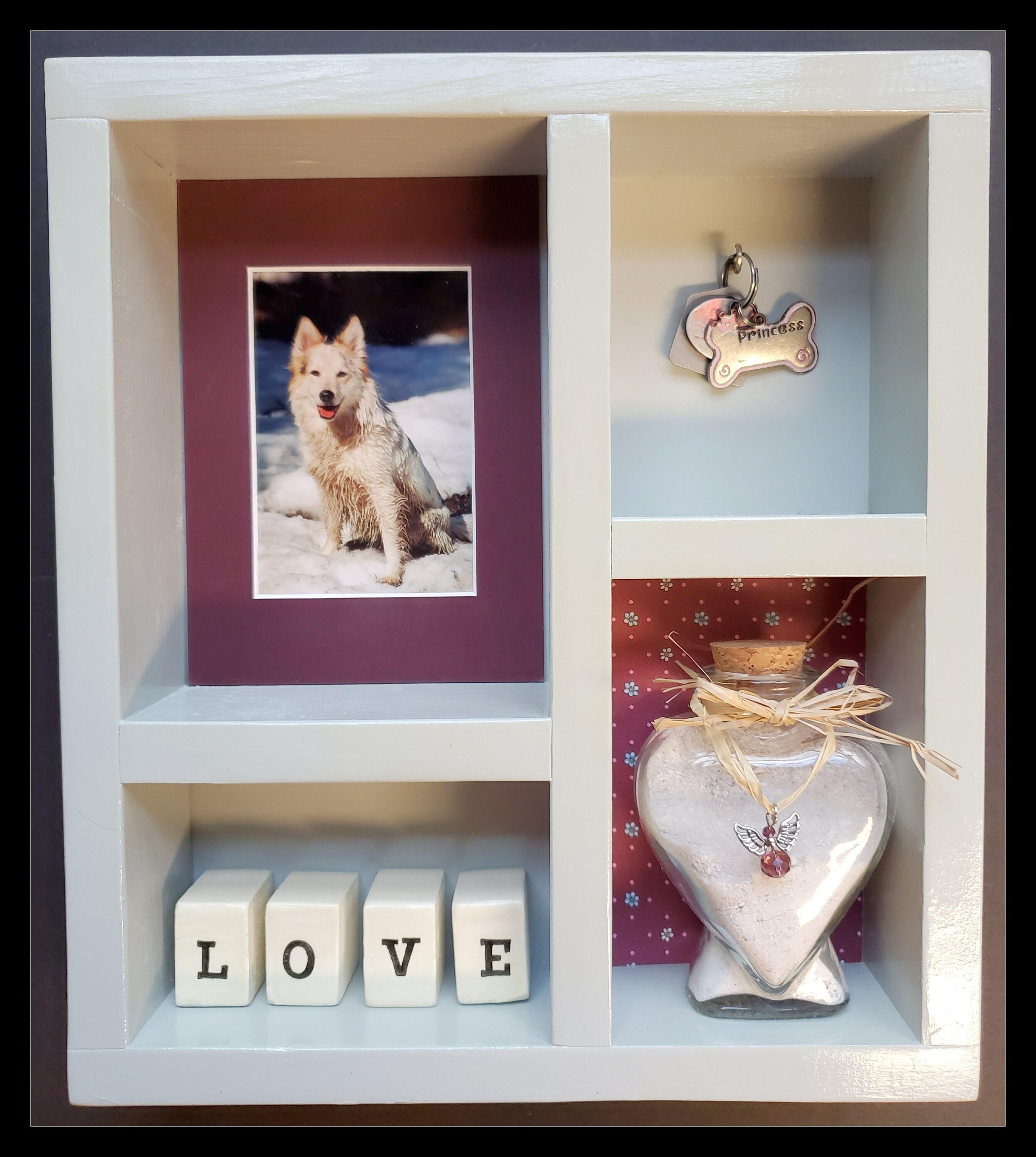 Small Personalized Pet Memorial Shadow Box ashes fur pet Etsy