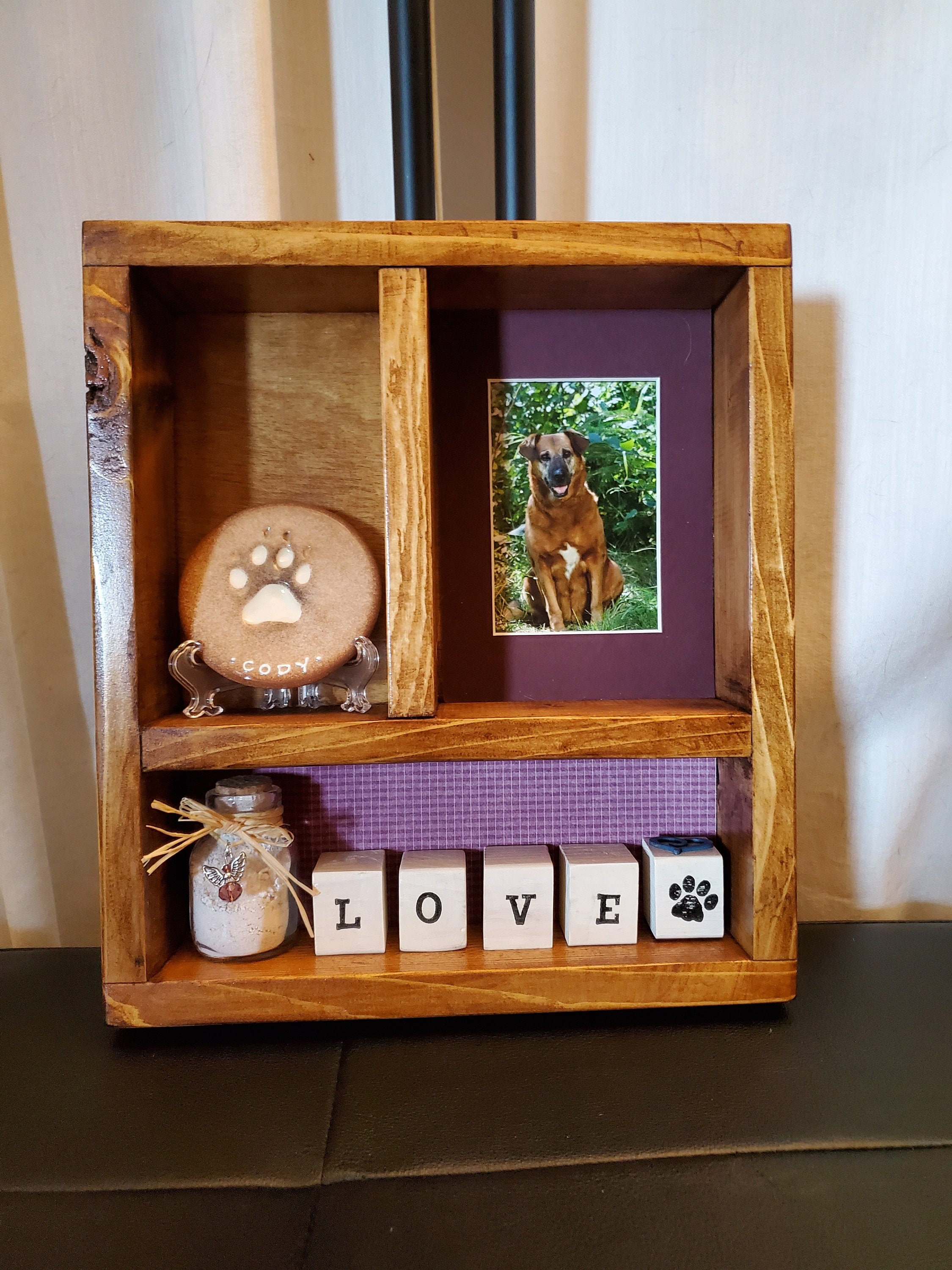 Small Personalized Pet Memorial Shadow Box ashes fur pet Etsy