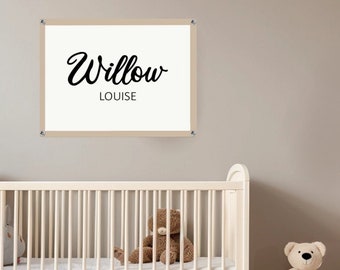 DRAPEAU DE NOM PERSONNALISÉ pour la décoration de la crèche boho / feutre avec oeillets / bannière suspendue murale personnalisée avec nom d'enfant de bébé / cadeau d'anniversaire de baby shower