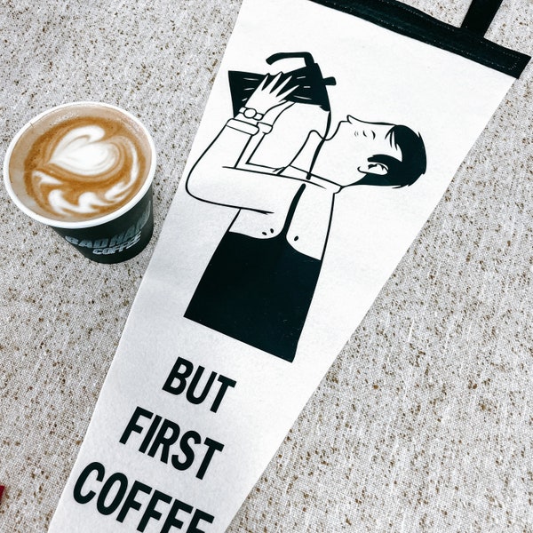 BUT FIRST COFFEE Pennant Flag / felt pennant / wall hanging banner / gallery wall decor / motivational / bohemiam / positivity / kindness