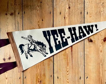 YEE-HAW cowboy Pennant Flag / felt pennant / country singer / cowboy hat / wild west / texas / country western / wall hanging decor