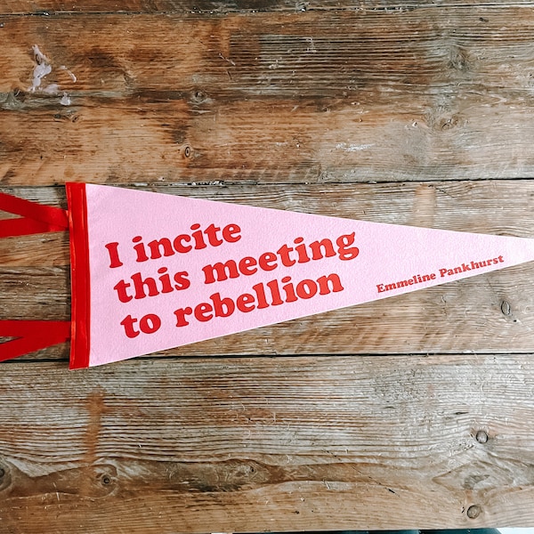 Emmeline Pankhurst Felt Pennant Flag: Literature / Feminist / Girl Power / Suffragette Wall Decor