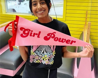 GIRL POWER Pennant Flag / felt pennant / wall hanging banner / gallery wall decor / motivational / desk / girls bedroom / kindness