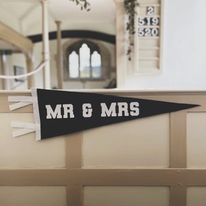 MRS & MRS wedding theme Pennant Flag / felt pennant / LGBTQ / lesbian / wall hanging banner / same sex wedding / just married / brides image 4