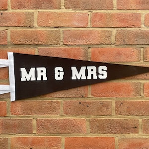 MRS & MRS wedding theme Pennant Flag / felt pennant / LGBTQ / lesbian / wall hanging banner / same sex wedding / just married / brides image 3