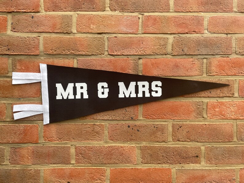 MRS & MRS wedding theme Pennant Flag / felt pennant / LGBTQ / lesbian / wall hanging banner / same sex wedding / just married / brides image 3