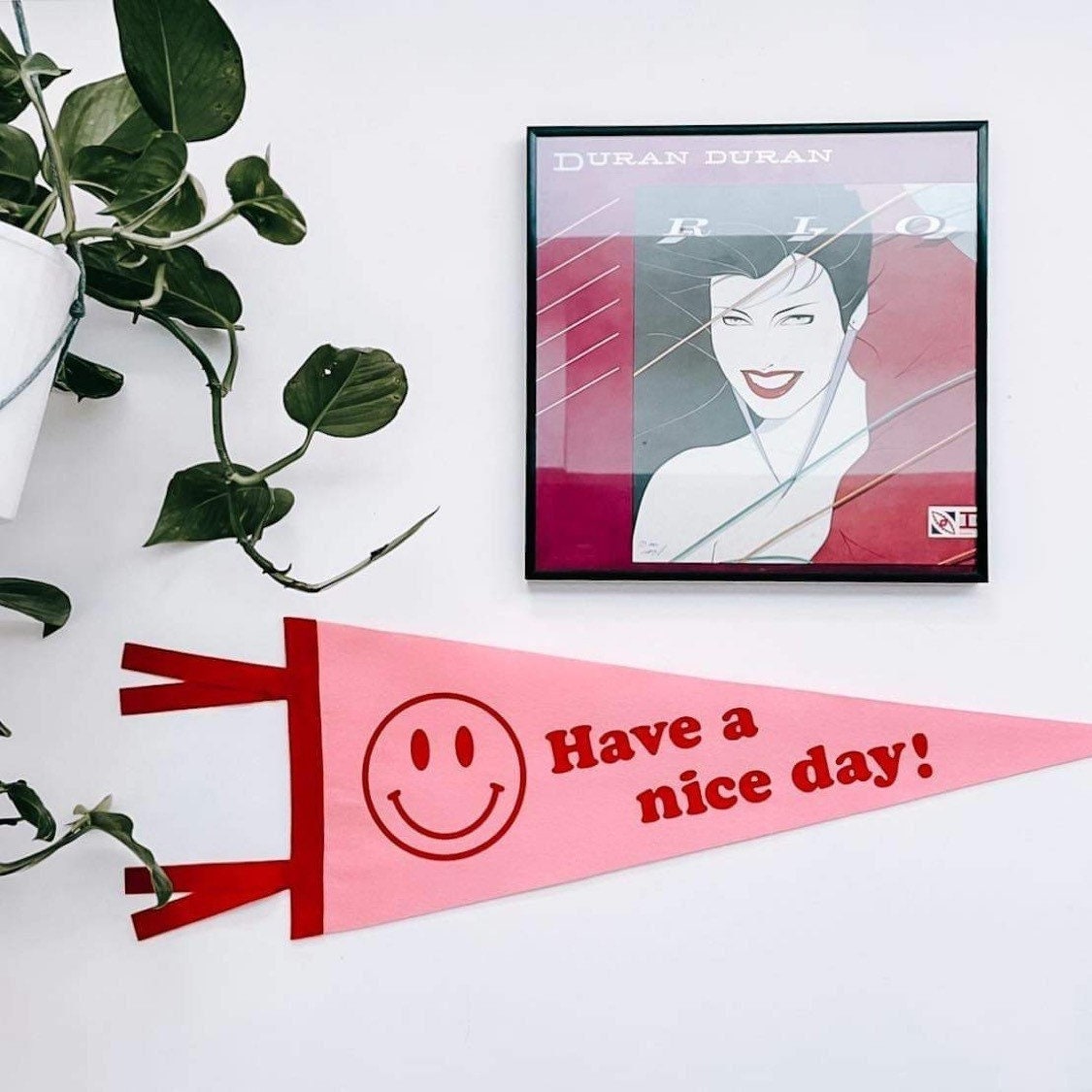 Passez Une Belle Journée Smiley Pennant Flag/Feutre Fanion Bannière Murale Galerie Décoration Motiva