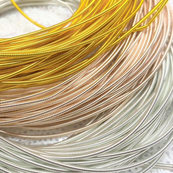 Purl Wire/Stiff French Wire/Cannetille/Gimp Wire for  Luneville Embroidery in Silver, Yellow Gold and Rose Gold Colors--Sold by the yard