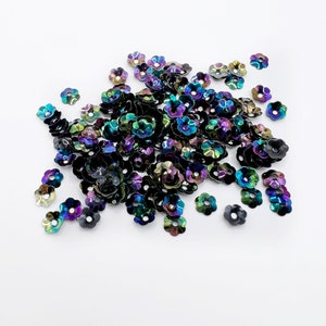 6mm Flower Cup Sequins Black AB Color