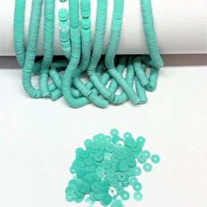 French sequins, Pailettes, Medium Green Porcelaine #6045 Flat Sequins 3-4 mm, Made in France Sequins by Langlois-Martin