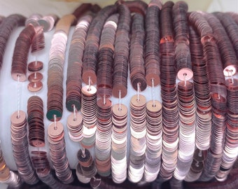 French sequins, Pailettes, Metallic Rose Gold  #2004 Flat Sequins 3,4, 5 mm, Made in France sequins by Langlois-Martin