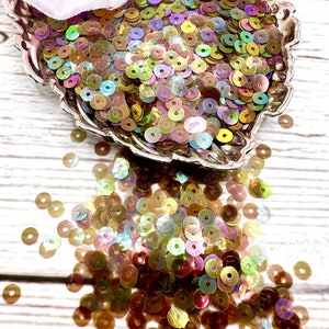 Italian  Sequins Flat Round #133 Rosso Marrone Irise Trasparenti 4mm Andrea Bilics Paillettes