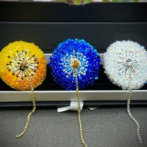 Bead Embroidered Dandilion Brooch/Pin- Different Colors