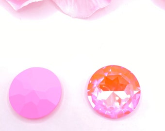 27mm Round Glass Crystal Fluorescent Pink -- 1 piece
