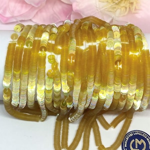 French sequins, Pailettes, Iridescent Narcissus color # 3157 Flat Sequins 3-4 mm, Made in France Sequins by Langlois-Martin