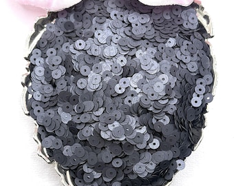 Flat Italian Sequins Round #976W  Satin Slate 4mm Andrea Bilics Paillettes