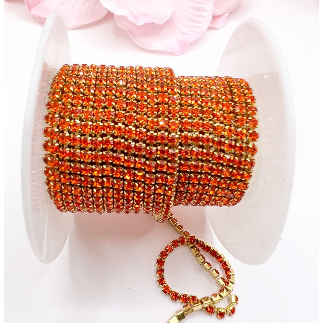 1440 Strass Thermocollants Ronds SS6 2mm - Couleur Orange Halloween - Pour Customisation Textile