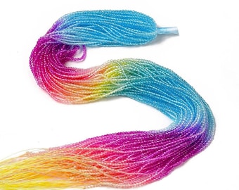 2mm Gradient Micro Faceted Hydro Crystal Beads Multicolor Rainbow