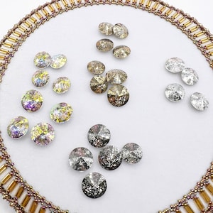 Rivoli Patina Crystal 12mm and 14mm Four Different Colors --- Set of 4