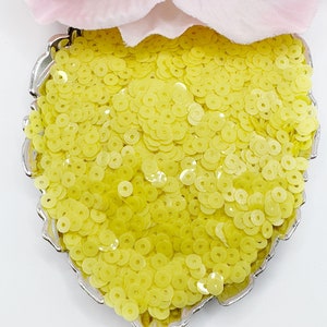 Italian  Sequins Flat Round #2134 Giallo Limone Opaline 4mm Andrea Bilics Paillettes