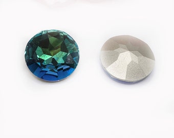 27mm Round Glass Crystal Green Zircon Color -- 1 piece