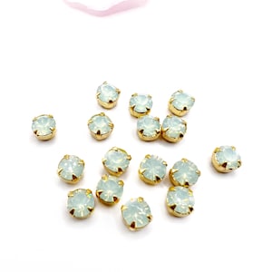 Preciosa 6mm  SS29 Sew On Maxima Crystal  Chrysolite Opal in Gold Color Setting  - Set of 10