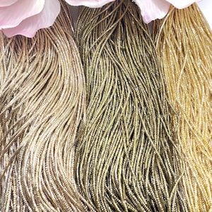 Bullion Wire/ Soft French Wire/ Nakshi Wire for Tambour Luneville Embroidery in Cream Gold, Light Gold, Brown Gold Colors-- Sold by the Yard