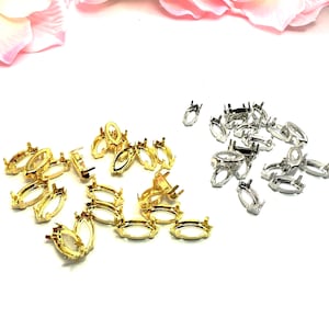 Navette Thickened Pointed Back Sew on Setting Gold/Silver Color/ Different Sizes- Set of 10