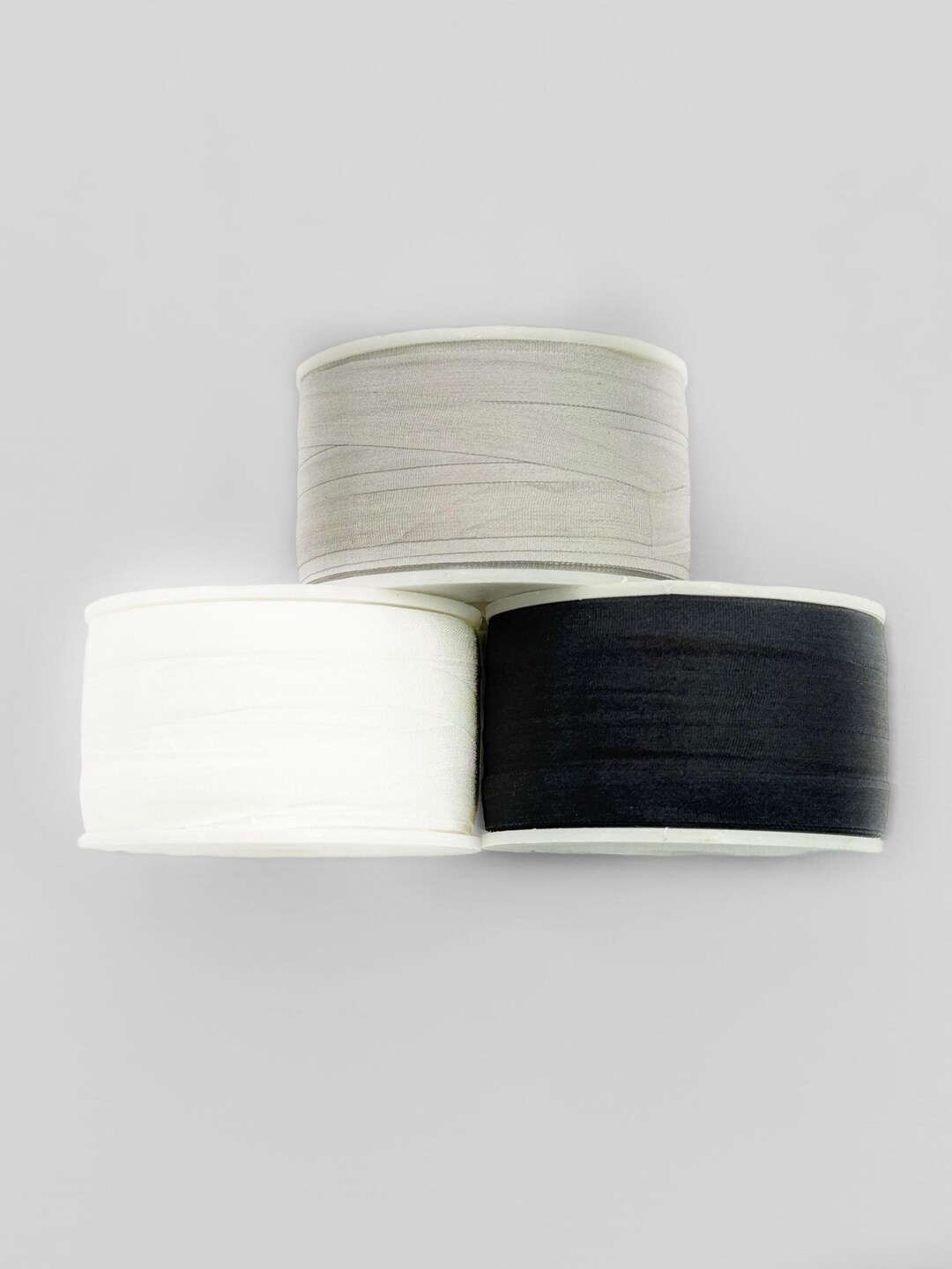 2 Yards 2mm/4mm/7mm Pure Silk Embroidery Ribbon-black/white/gray Colors ...