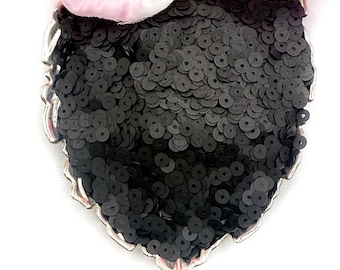 Flat Italian Sequins Round #996F Fancy Black 4mm Andrea Bilics Paillettes