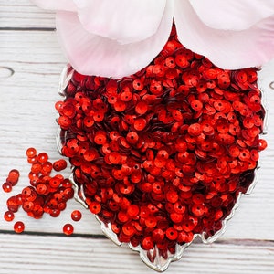 CUP Italian  Sequins #466W Rosso Satinati /Metallic Matte Red 4mm Andrea Bilics Paillettes